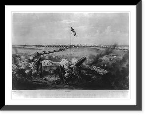 Historic Framed Print, Bombardment of Fort Fisher [N.C.] - Mound battery, 1865 Jan. 15,  17-7/8" x 21-7/8"