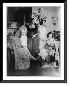 Agnes Meyer and 4 grown daughters posed in evening gowns, Vintage Print