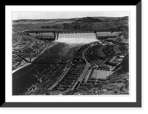 Historic Framed Print, Grand Coulee Dam, Columbia River, Washington,  17-7/8" x 21-7/8"