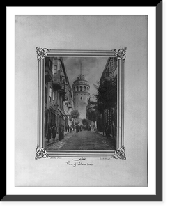 Historic Framed Print, [The Galata Tower].Abdullah Fr&egrave;res, Constantinople.,  17-7/8" x 21-7/8"