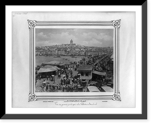 Historic Framed Print, [View of the new bridge and Galata area from I&#x0307;stanbul].Abdullah Fr&egrave;res, Phot., Constantinople. - 2,  17-7/8" x 21-7/8"