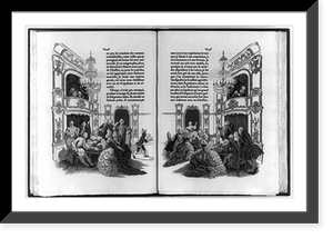 Historic Framed Print, [Pages 62 & 63 of Histoire du chevalier des Grieux et de Manon Lescaut, by Antoine Francois Prevost, with illustrations and typography by Thomas Maitland Cleland],  17-7/8" x 21-7/8"