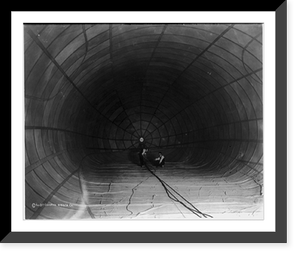 Interior of airship gasbag under construction by two men, Vintage Wall Art
