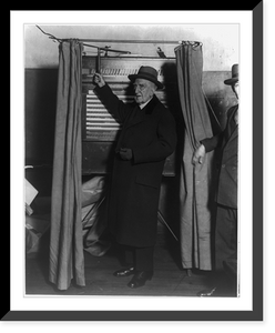 Chauncey M. Depew casting his 70th vote, full lgth., standing in booth, facing left, Antique Poster