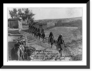 Historic Framed Print, Hopi Indian snake dancers leaving the kiva to perform the dance at the plaza,  17-7/8" x 21-7/8"