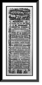 Will exhibit at Roxbury, Thursday, Sept. 9th, 1869, J.M. French's Oriental Circus!, Antique Poster