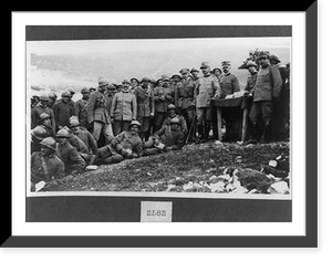 Historic Framed Print, [Bersaglieri gift distribution at the Front, Italy],  17-7/8" x 21-7/8"