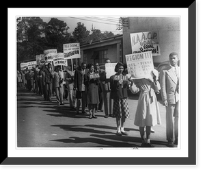 NAACP youth and student members marching with signs protesting Texas segregation laws, Houston, Texas, Vintage Poster