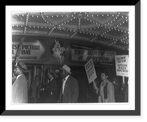 NAACP members picketing outside the Republic Theatre, New York City, to protest the screening of the movie Birth of a Nation, close-up view of demonstrators, Historic Print