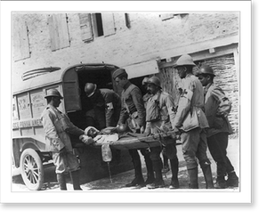 Antique Military - American Red Cross personnel holding wounded soldier