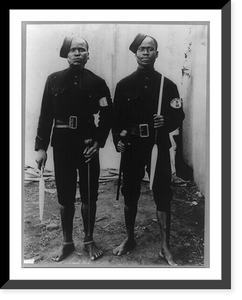 2 barefooted policemen posed full lgth., Capetown, South Africa, Antique Poster