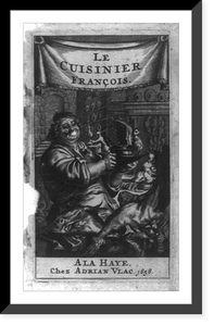 French Cookery." Frontispiece illustration of cook inside restaurant", Antique Poster