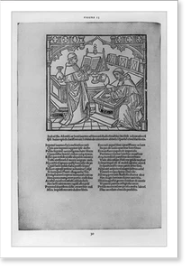 Vintage Americana Print - Medieval monks reading and writing