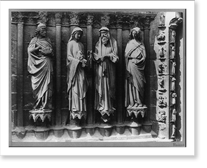Historic Architecture - 4 statues from the great portal, Reims Cathedral