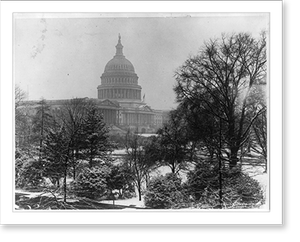 Vintage Building Photo - U.S. Capitol - View of the with snow