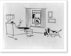 Black & White Photo - Peeping Tom - Vintage Home Decor Print