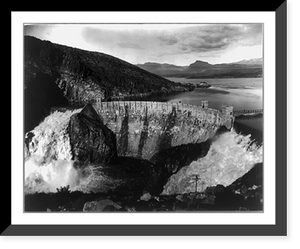 Historic Framed Print, Aerial view of Roosevelt Dam and Roosevelt Lake,  17-7/8" x 21-7/8"