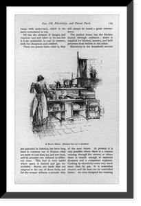Historic Framed Print, An electric kitchen (Sketched from one in operation),  17-7/8" x 21-7/8"