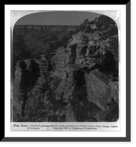 Thos. Moran, America's greatest senic artist, sketching at Bright Angel Cove, Grand Canyon of Arizona, Antique Poster