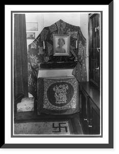 Historic Framed Print, [Small shrine with framed portrait of Carin G&ouml;ring in Hermann G&ouml;ring's Berlin home],  17-7/8" x 21-7/8"