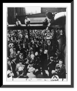 Harry S. Truman addressing crowd from back of train on Whistle-Stop Campaign Classic, Vintage Poster