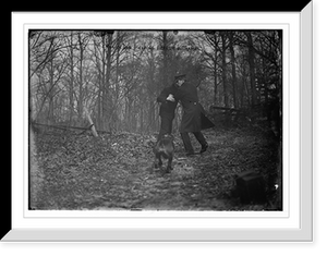 Policeman, police dog, arresting tramp, New York City, Historic Print