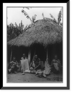 Natives making bark cloth near Kampala, Uganda, Antique Wall Art