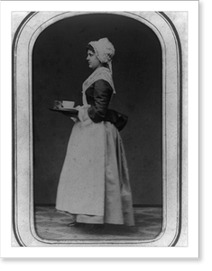 Black & White Photo - Maid carrying a tray - Framed Wall Art Gift Idea