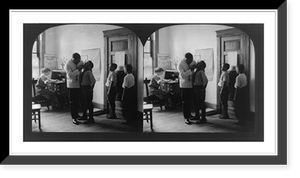 Historic Framed Print, School doctor examining boys' throats,  17-7/8" x 21-7/8"