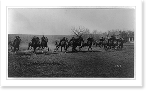 Historic Military - U.S. Army cavalry soldiers: on running horses