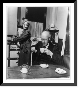 Dr. Brooks, Croton, N.Y.: having early morning cup of coffee, with his wife standing at stove, Vintage Print