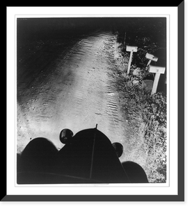 Dr. Brooks making house call at night; view from car on bumpy country road, Croton, N.Y, Historic Print