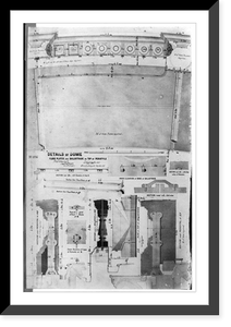 Historic Framed Print, Details of dome, floor plates and balustrade on top of peristyle,  17-7/8" x 21-7/8"