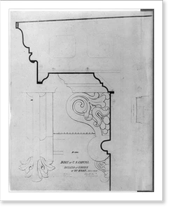 Historic Architecture - U.S. Capitol - Dome of details of cornice