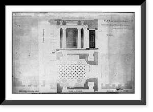 Historic Framed Print, Plan and sections of vestibule on Seventh Street,  17-7/8" x 21-7/8"
