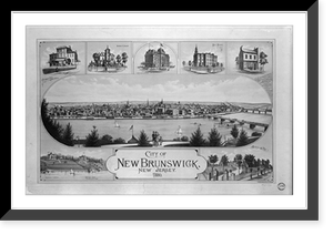 City of New Brunswick, New Jersey.Packard & Butler Lith. Philada, Antique Print