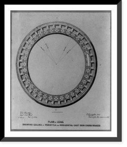 Plan of dome showing ceiling of peristyle and horizontal cast iron cross braces, Historic Print
