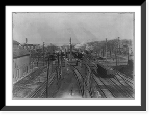 Historic Framed Print, [Bird's-eye view of railroad station, Avon, New York],  17-7/8" x 21-7/8"