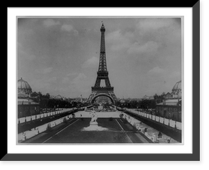 Historic Framed Print, [Eiffel Tower, with Fountain Coutan to left, looking toward Trocad&eacute;ro Palace, Paris Exposition, 1889],  17-7/8" x 21-7/8"