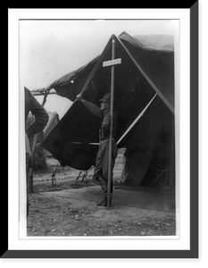 General John Pershing standing in doorway of tent, U.S. Army Punitive Expedition after Villa, 1916, Mexico, Antique Print