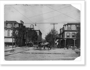Vintage Americana Print - Lebanon, Pennsylvania - Five points - 7th