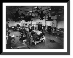 Television studio 8-G, officially opened by the National Broadcasting Co. at Rockefeller Center, New York City, on April 22, 1948. It is shown set up for four separate and consecutive broadcasts He