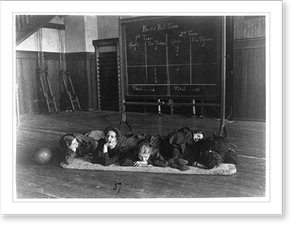 Vintage Building Photo - Washington, DC - Five girls lying on mat
