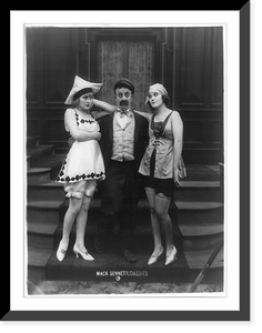 Marvel Rea (left), Chester Conklin and Peggie Cloud, appearing in Mack Sennett Comedies standing together on step, Antique Print