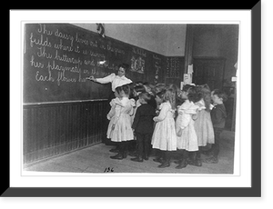 Elementary school children standing and watching teacher write at blackboard, Washington, D.C. Classic, Vintage Wall Art