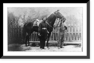M. Miller, Colonel, 18th Mo. Infantry, full-length portrait, facing right, standing before horse held by African-American man, Vintage Poster
