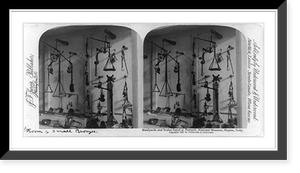 Steelyards and scales found at Pompeii, National Museum, Naples, Italy, room of small bronzes, Antique Print
