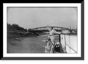 Hermann G&ouml;ring waving to crowds from boat Carin II on the way through the Dortmund-Ems Canal, Antique Poster