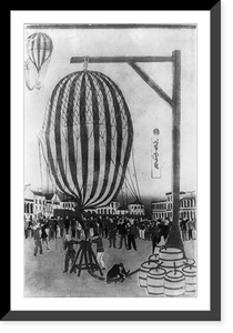 Historic Framed Print, [Preparing to launch a hydrogen-filled balloon, Japan],  17-7/8" x 21-7/8"