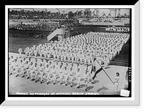 Historic Framed Print, Parade of Turners at opening Berlin stadium,  17-7/8" x 21-7/8"